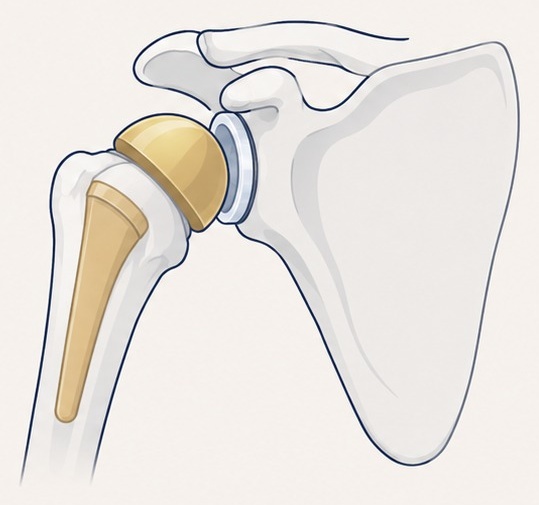 Anatomic total shoulder replacement illustration
