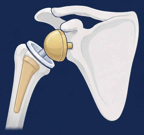 Reverse total shoulder replacement illustration